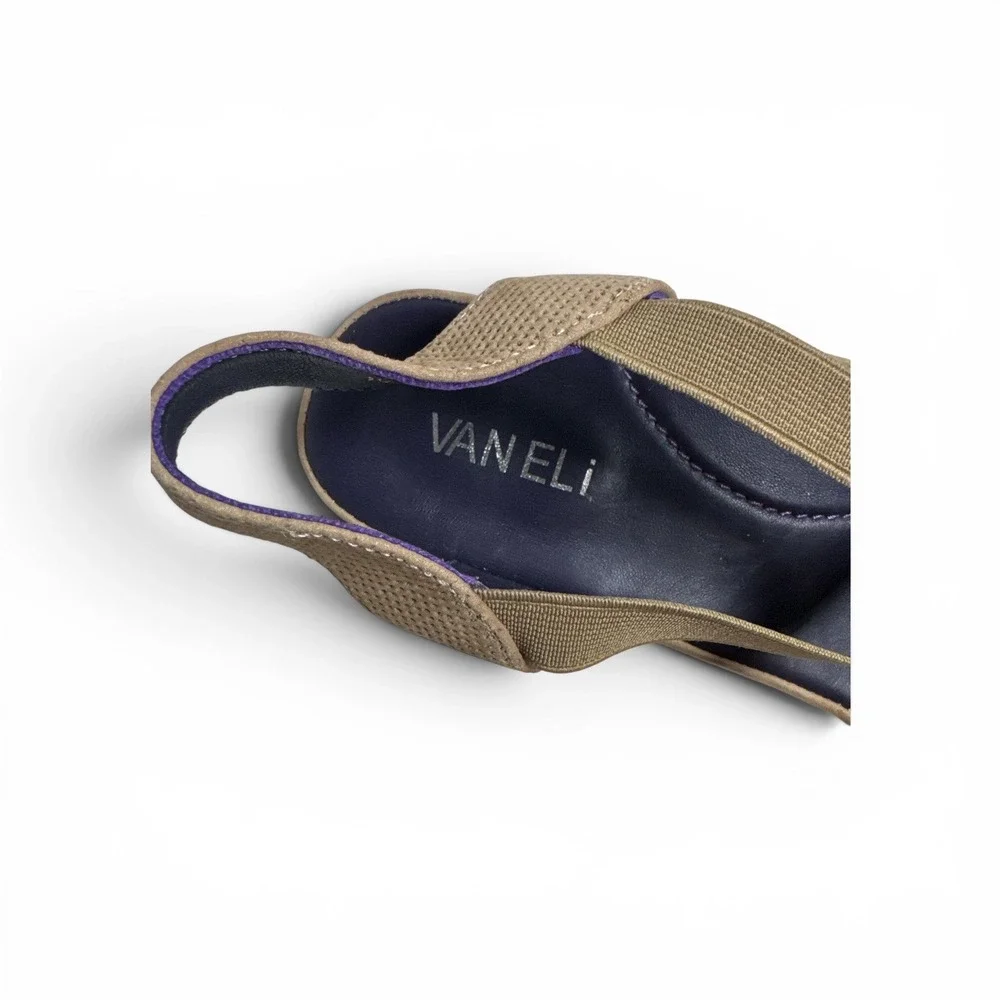 Vaneli Beige‎ Nubuck Peep Toe Slingback Comfort Sandals Women's Size 10.5M